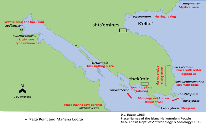 Map of First Nation Place Names around Ladysmith Harbour