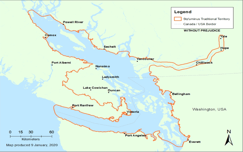 Map of Stz'uminus First Nation Traditional Territory