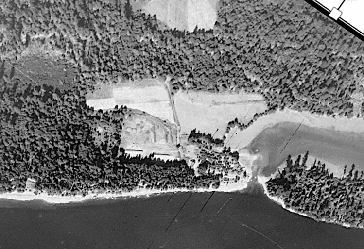1930 air photograph # a2668-0019 of Page Point area showing the farm