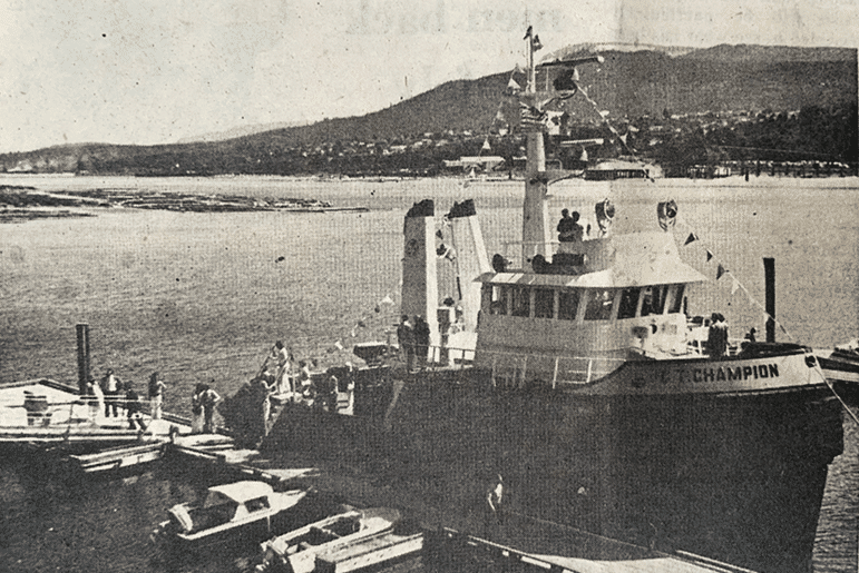 Christening of Chemainus Towing’s C.T. Champion at Mañana Lodge, June 1974