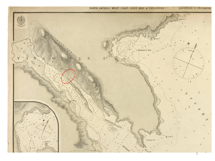Excerpt from the chart of the 1859 Royal Navy Hydrographic Survey