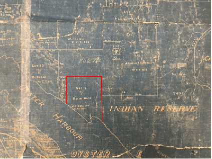 Circa 1905 Land Title map showing David Page’s 160 acres